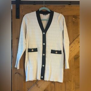 Elegant Cream and Black Women's Sweater